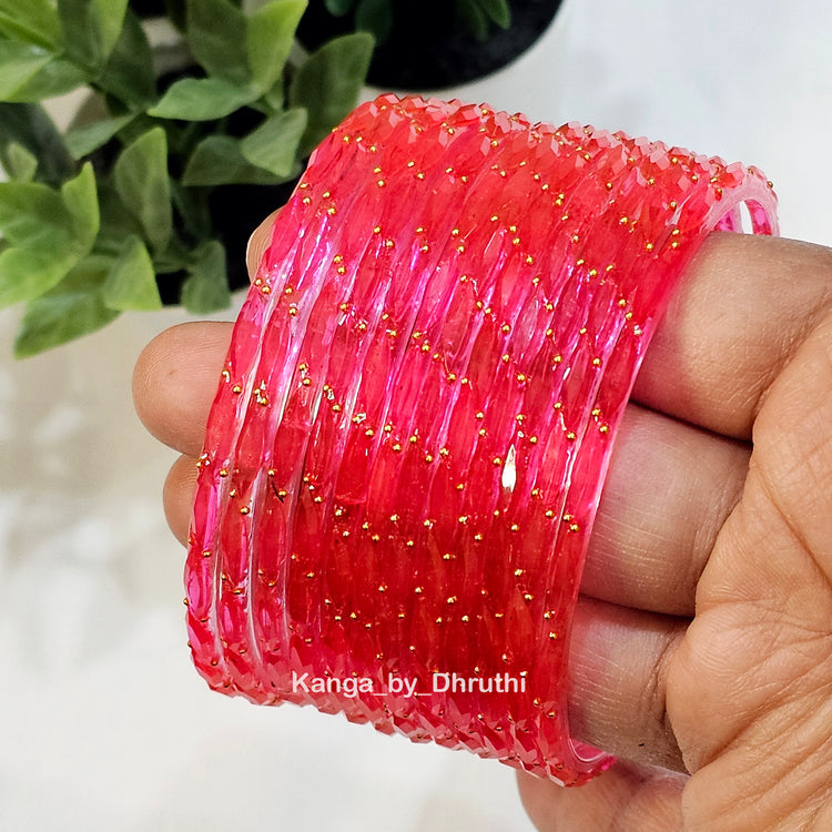 Dark Gajari Raindrop Glass Bangles