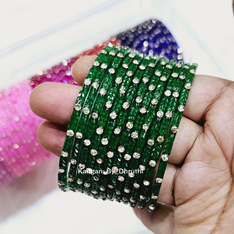 Dark Green Colour Aarna Glass Bangles