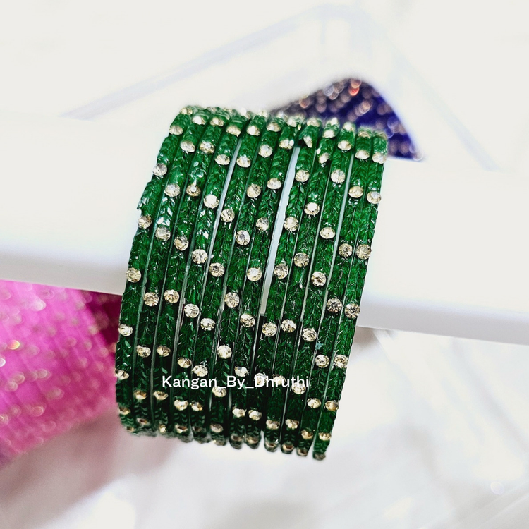 Dark Green Colour Aarna Glass Bangles1