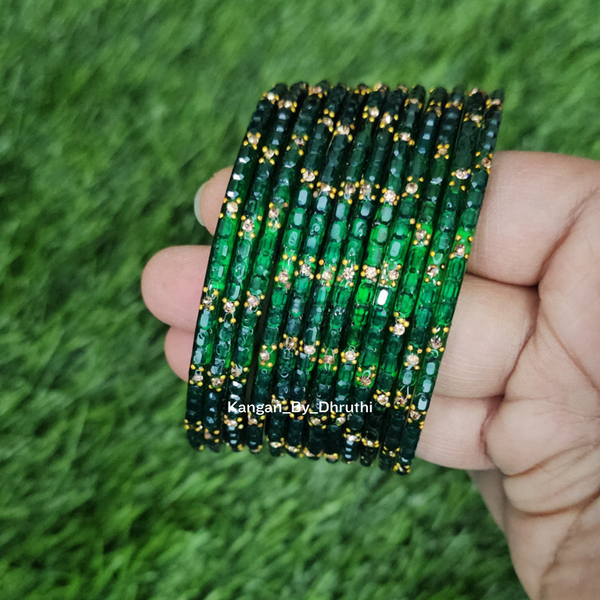 Dark Green Colour Laya Glass Bangles