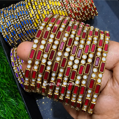 Dark Maroon Colour Kamala Glass Bangles