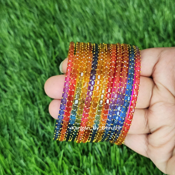 Dark Multi Colour Jalwa Glass Bangles