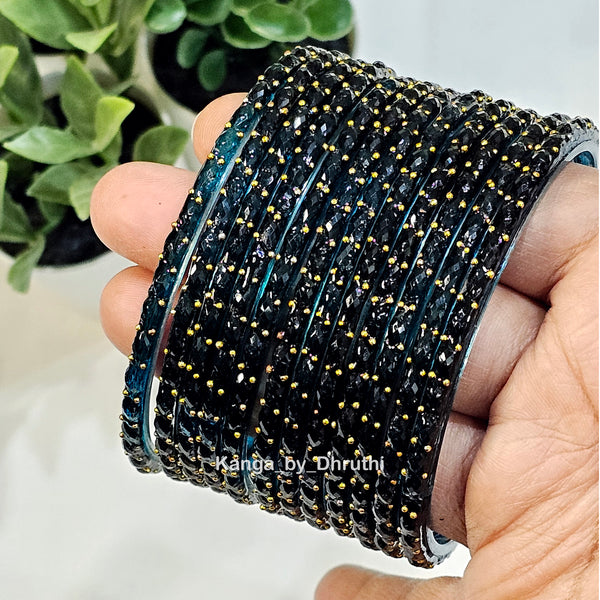 Dark Radium Raindrop Glass Bangles