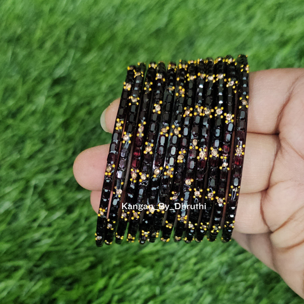 Dark Wine Colour Laya Glass Bangles