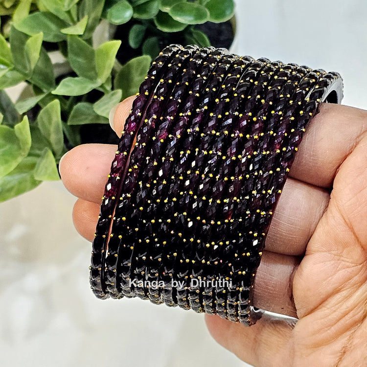 Dark Wine Raindrop Glass Bangles