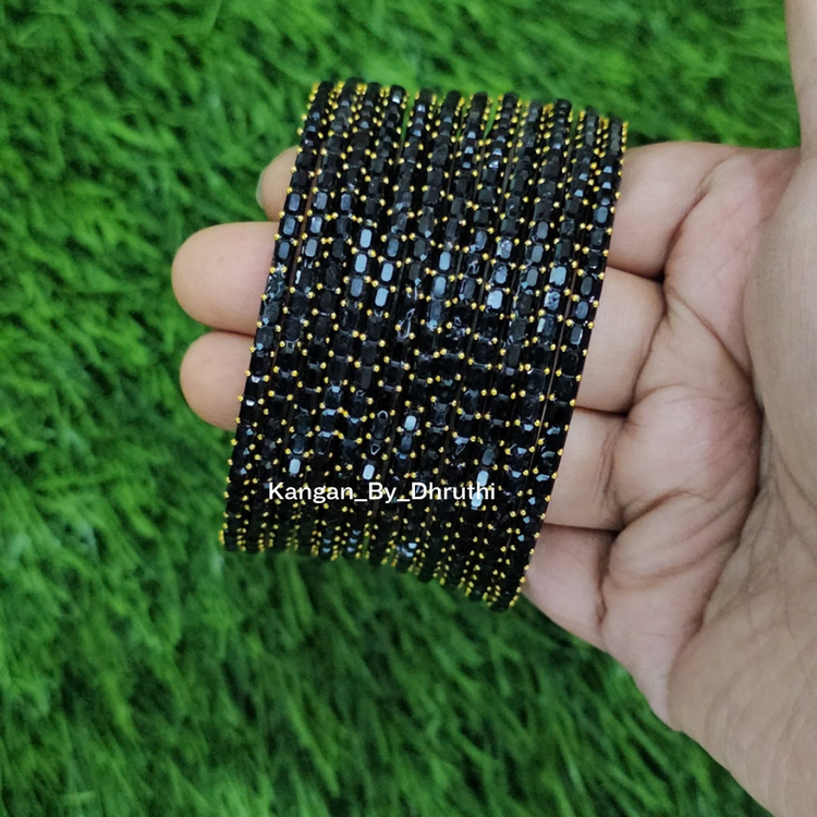 Deep Black Colour Jalwa Glass Bangles