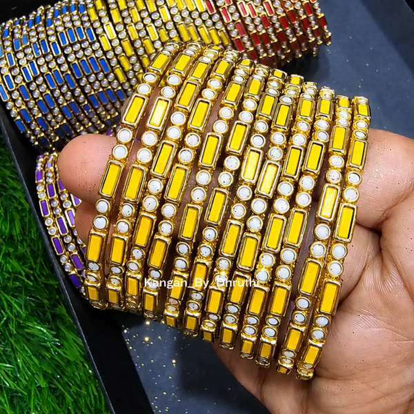 Deep Yellow Colour Kamala Glass Bangles