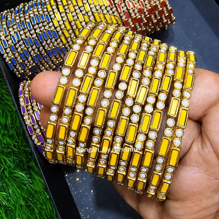 Deep Yellow Colour Kamala Glass Bangles