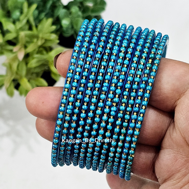 Firozi Light Blue Colour Tara Pearl Glass Bangles