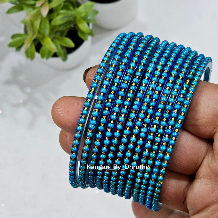 Firozi Light Blue Colour Tara Pearl Glass Bangles1