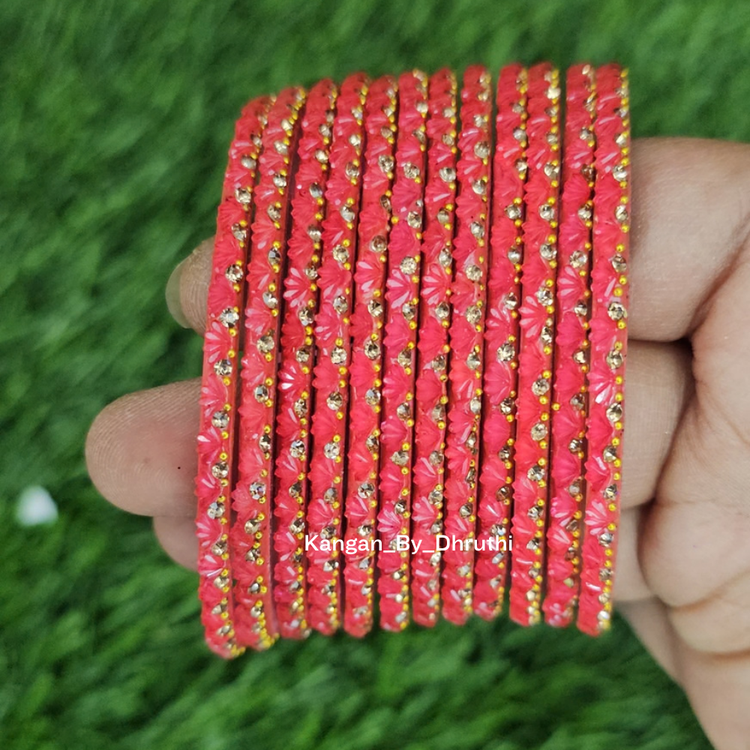 Gajari Colour Thaamara Lotus Glass Bangles