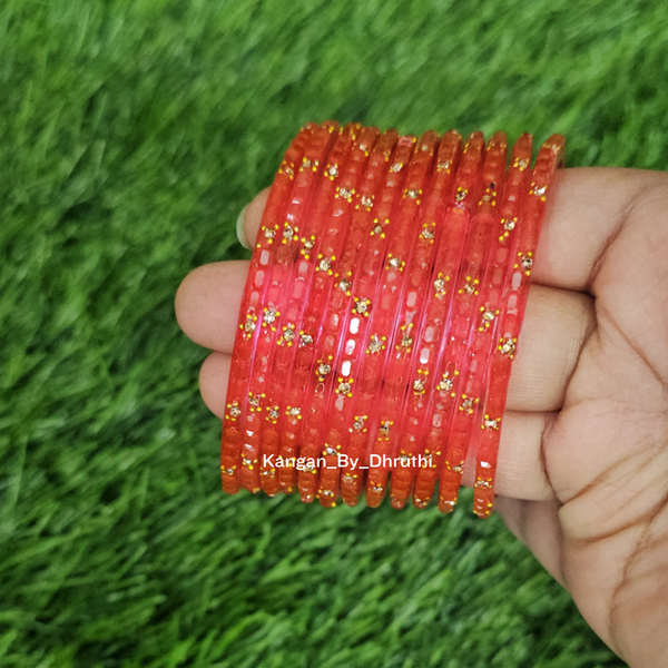 Gajri Colour Laya Glass Bangles
