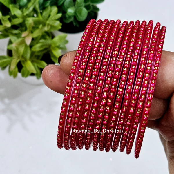 Gajri Colour Tara Pearl Glass Bangles
