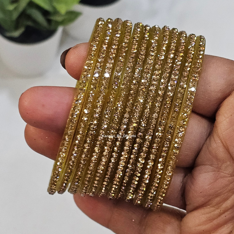 Gold Colour Amulya Stone Glass Bangles