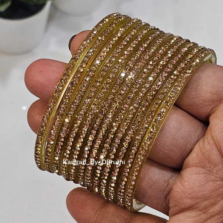 Gold Colour Amulya Stone Glass Bangles1 