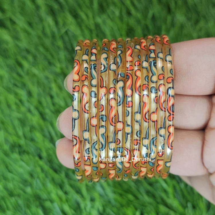 Gold Raaga Printed Glass Bangles