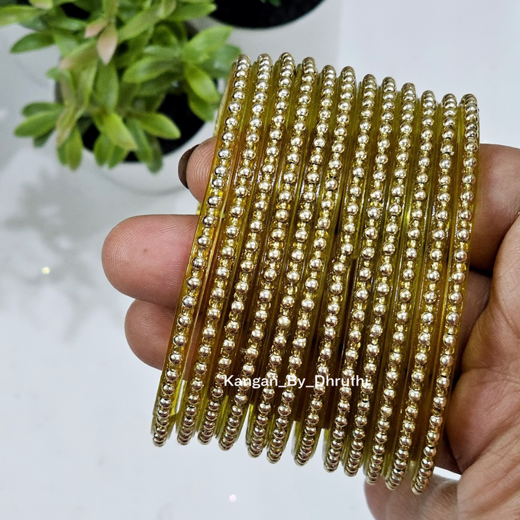 Golden Colour Tara Pearl Glass Bangles