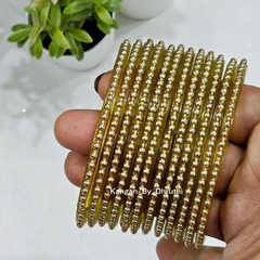 Golden Colour Tara Pearl Glass Bangles1