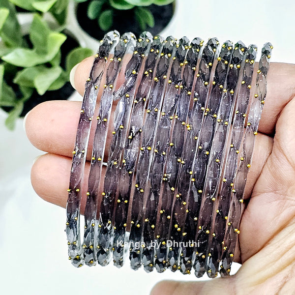 Grey Raindrop Glass Bangles