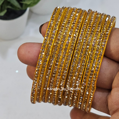 Haldi Colour Amulya Stone Glass Bangles1