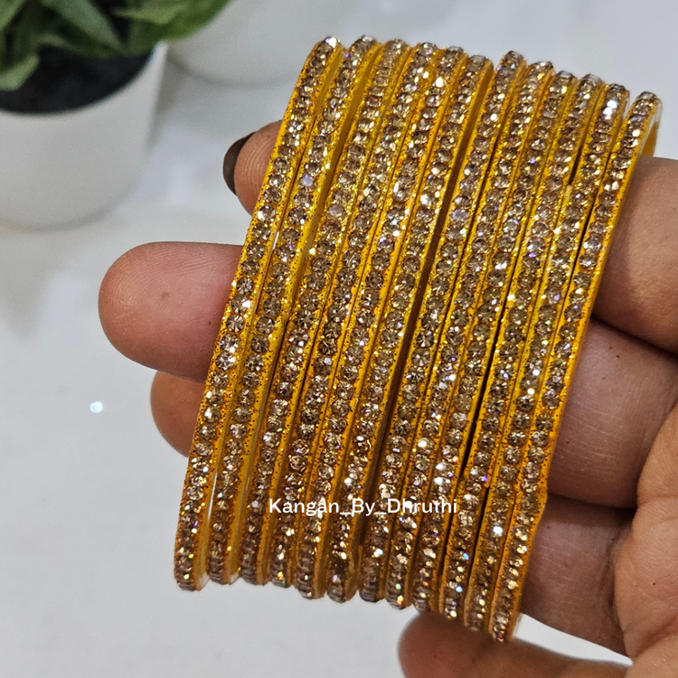 Haldi Colour Amulya Stone Glass Bangles1
