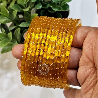 Haldi RainDrop Glass Bangles