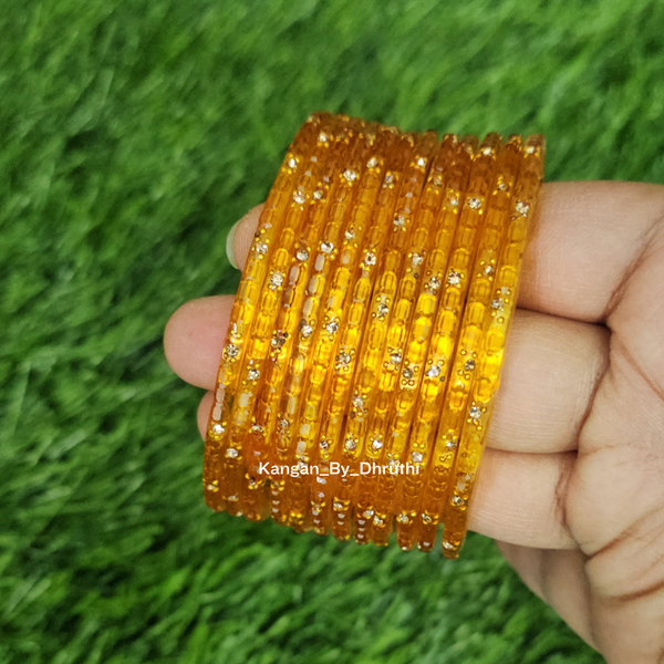 Haldi Yellow Colour Laya Glass Bangles1