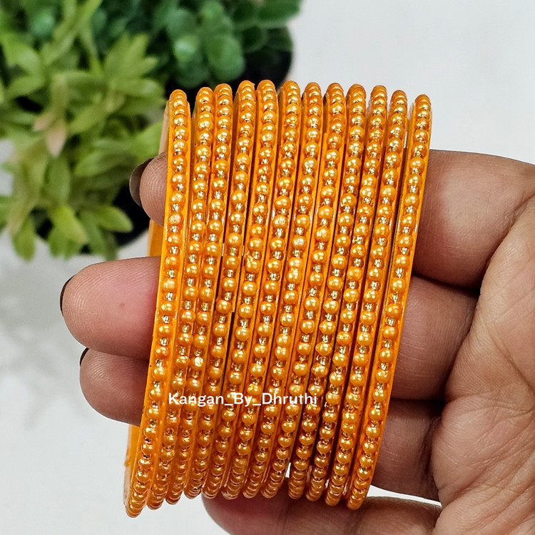 Haldi Yellow Colour Tara Pearl Glass Bangles