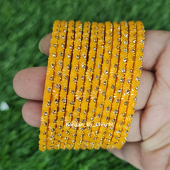 Haldi Yellow Colour Thaamara Lotus Glass Bangles1