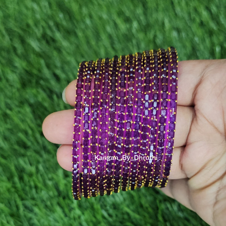 Jamooni - Dark Purple Colour Jalwa Glass Bangles