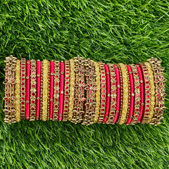 Kadamba Red & Gold Silk Thread Bangle set