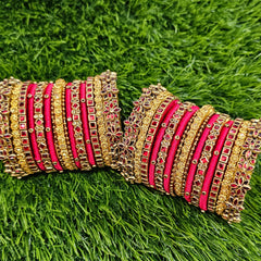 Kadamba Red & Gold Silk Thread Bangle set