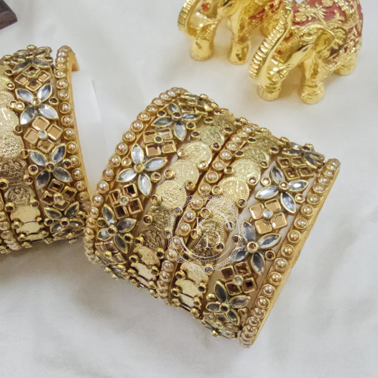 Lakshmi Coin Gold And White Bridal Set
