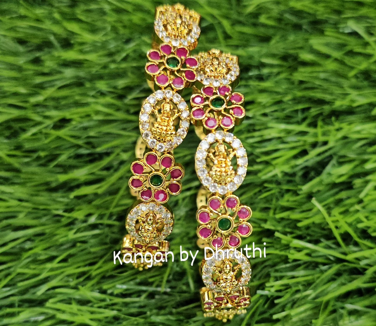 Lakshmi designer imitation bangles with pink and green stones1