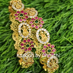 Lakshmi designer imitation bangles with pink and green stones2