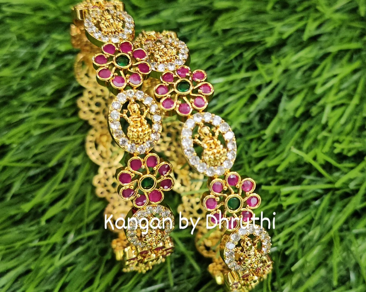 Lakshmi designer imitation bangles with pink and green stones2