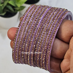 Lavender Amulya Stone Glass Bangles1