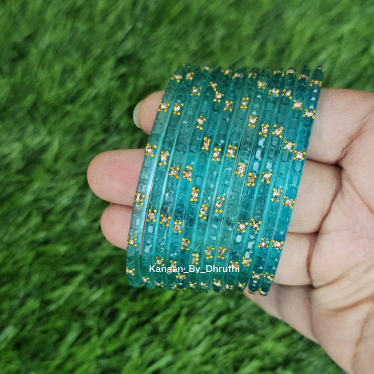 Light Blue Colour Laya Glass Bangles