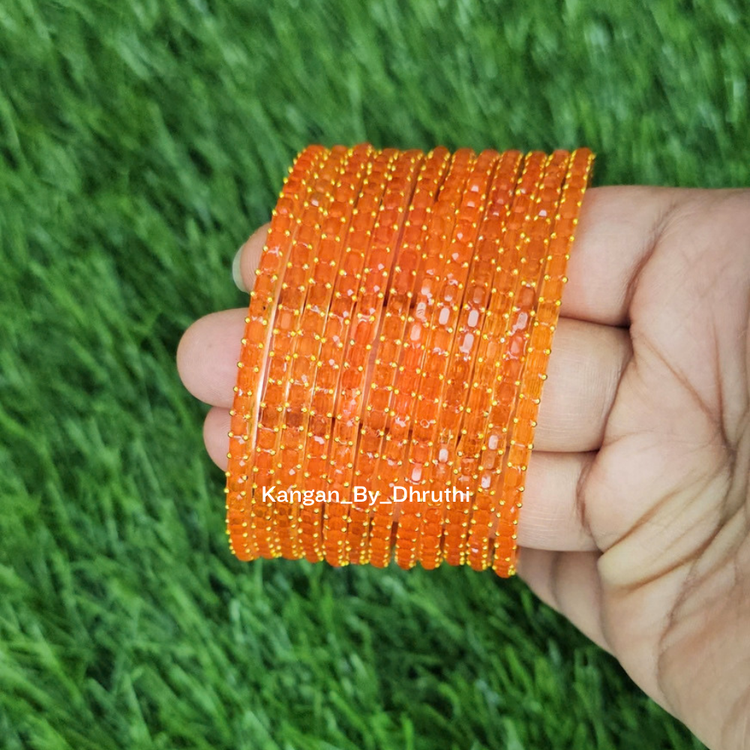Light Orange Colour Jalwa Glass Bangles
