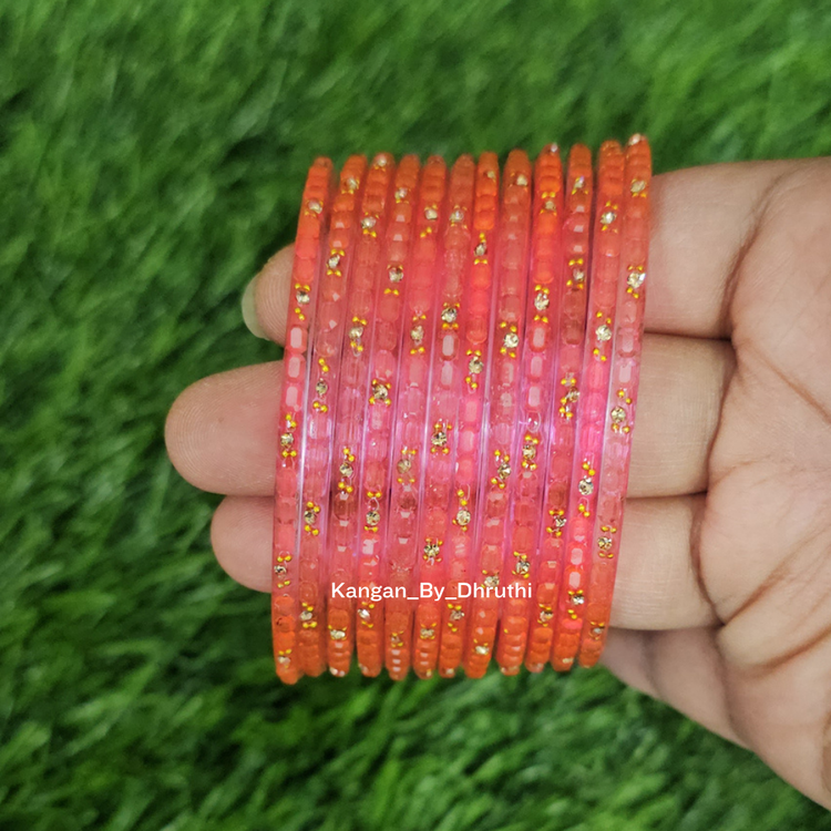 Light Pink Colour Laya Glass Bangles