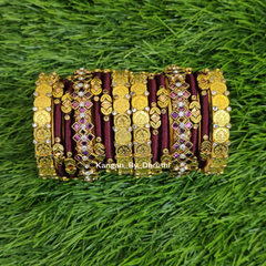 Manasa-Lakshmi Gold Coins & Coffee Brown Bridal Bangles Set1