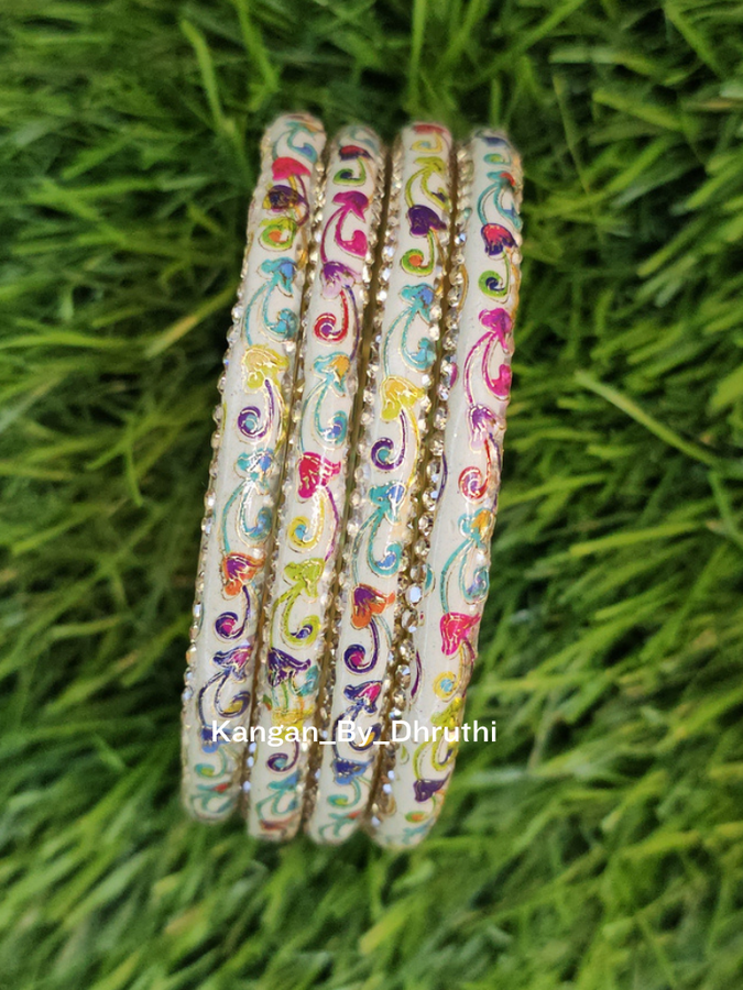 MultiColour Floral Glass Kada1