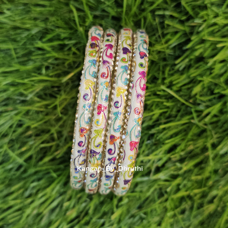 MultiColour Floral Glass Kada1