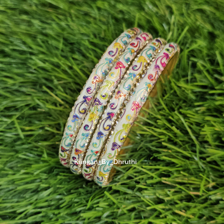 MultiColour Floral Glass Kada3