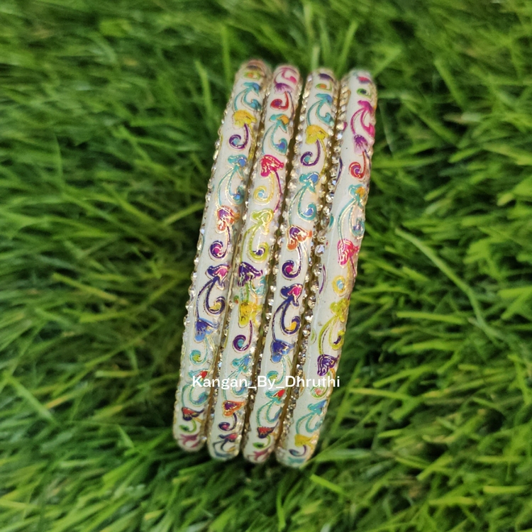 MultiColour Floral Glass Kada4