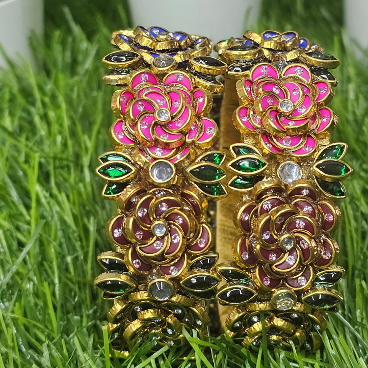 Multi Colour Rose Kada Bangle