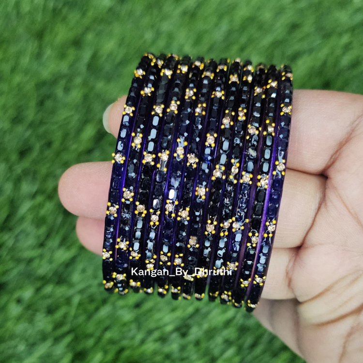Navy Blue Colour Laya Glass Bangles1