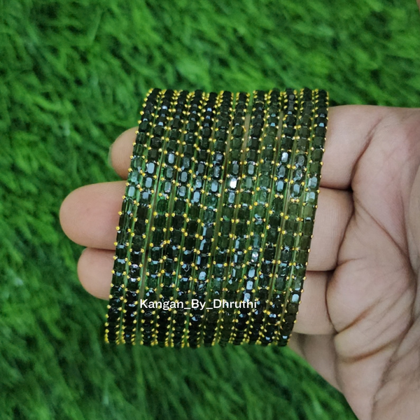 Olive Green Colour Jalwa Glass Bangles