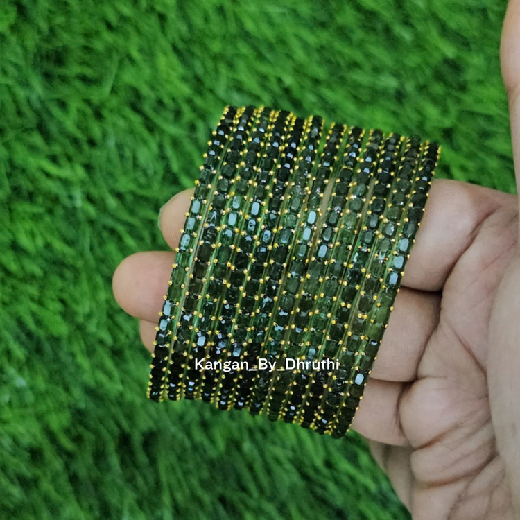 Olive Green Colour Jalwa Glass Bangles1