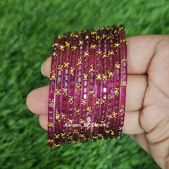 Onion Pink Colour Laya Glass Bangles1